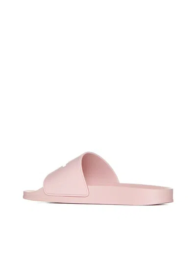Shop Palm Angels Pink And White Rubber Slides