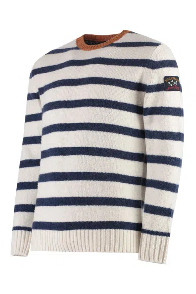 Shop Paul & Shark Wool-blend Crew-neck Sweater In Ivory
