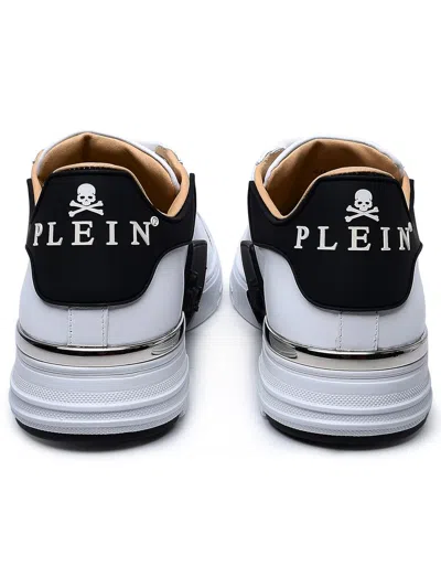 Shop Philipp Plein White Leather Phantom Sneakers