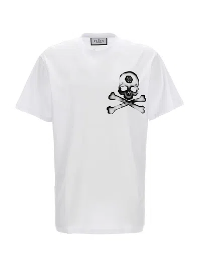 Shop Philipp Plein 'gothic Plein' T-shirt In White/black