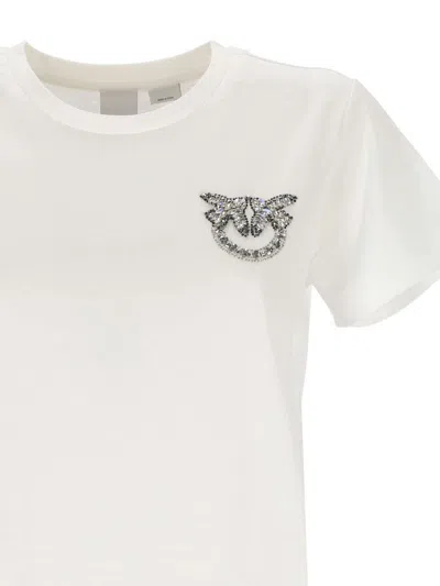 Shop Pinko Nambrone Decorative Inserts Crew-neck T-shirt In White