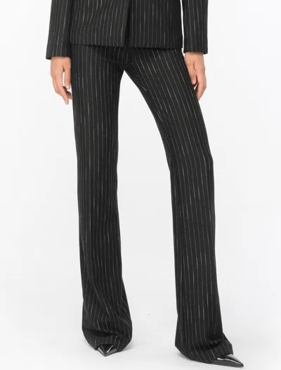 Shop Pinko Flared Viscose Trousers In Black