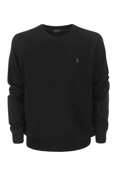 Shop Polo Ralph Lauren Crew-neck Wool Sweater In Black