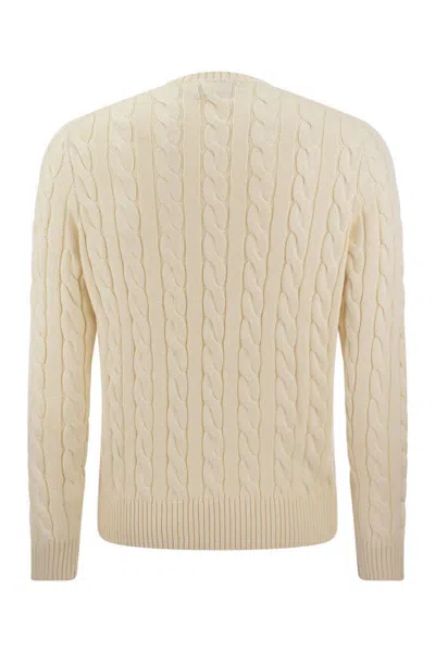 Shop Polo Ralph Lauren Plaited Cotton Jersey In Cream