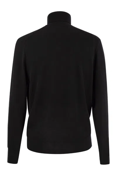 Shop Polo Ralph Lauren Wool Turtleneck Sweater In Black