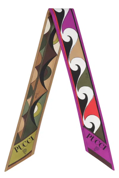 Shop Pucci Printed Silk Scarf In Multicolor