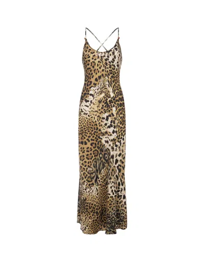 Shop Roberto Cavalli Lingerie Dress With Leopard Print In Brown