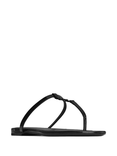 Shop Saint Laurent Cassandra Patent Leather Sandals In Black