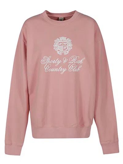 Shop Sporty And Rich Sporty & Rich Country Crest Cotton Sweatshirt In Pink