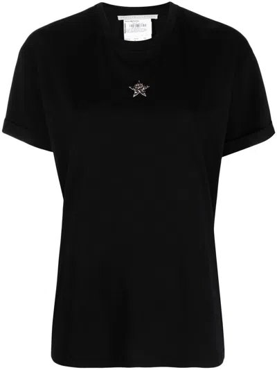 Shop Stella Mccartney Embroidered Mini Star Cotton T-shirt In Black