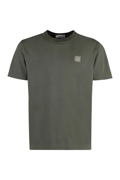 Shop Stone Island Cotton Crew-neck T-shirt In Green