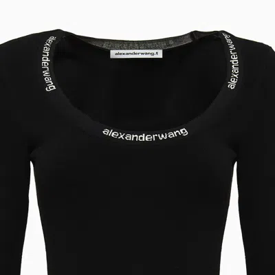 Shop Alexander Wang T T By Alexander Wang Logo Dress In Black