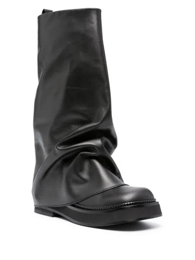 Shop Attico The  Robin Leather Boots In Black