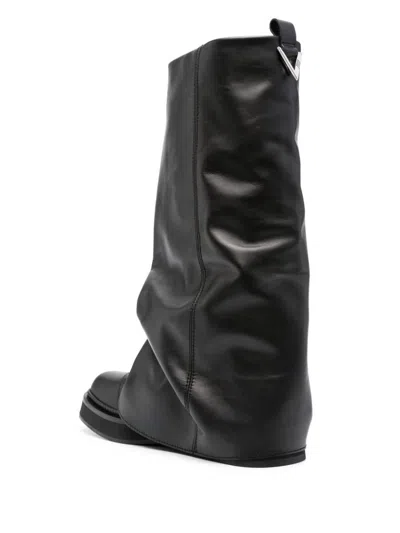 Shop Attico The  Robin Leather Boots In Black