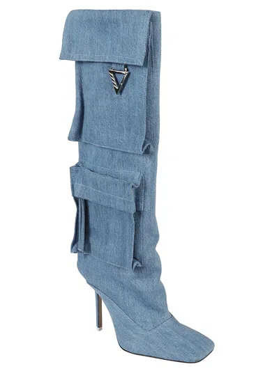 Shop Attico The  Boots In Denim Wshed