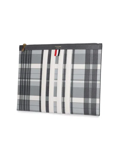 Shop Thom Browne Clutches & Pouches In Grey
