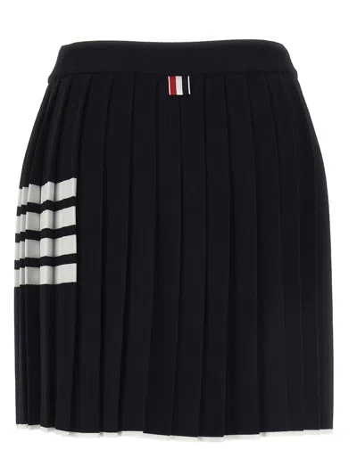 Shop Thom Browne Navy Blue And White Viscose Blend Skirt