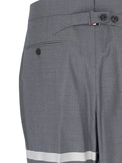 Shop Thom Browne Med Grey Plain Weave 4-bar Trousers