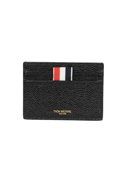 Shop Thom Browne Leather Credit Card Case In Black