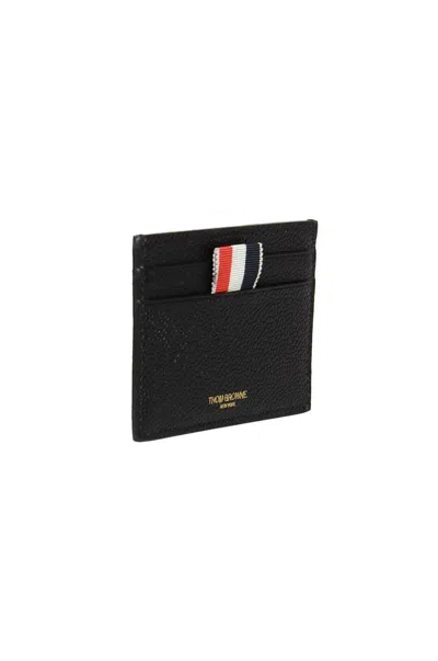 Shop Thom Browne Leather Credit Card Case In Black