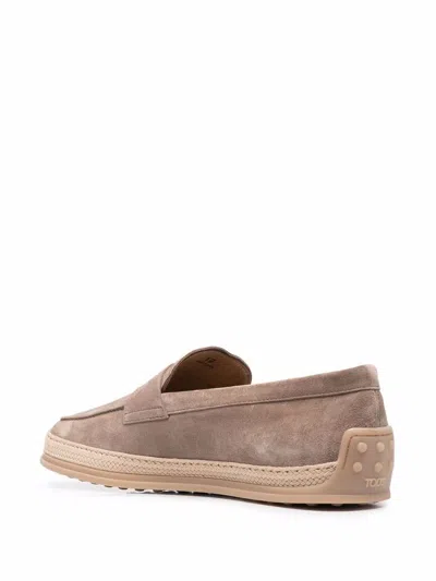 Shop Tod's Suede Loafers In Grey