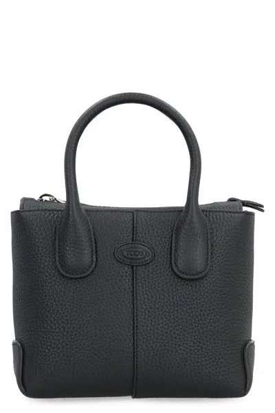 Shop Tod's Di Smooth Leather Tote Bag In Black