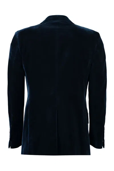 Shop Tom Ford Single-breasted Velvet Jacket In Blue