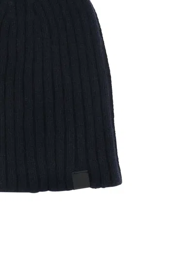 Shop Tom Ford Ribbed Beanie In Blue