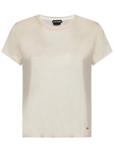 Shop Tom Ford Silk T-shirt In Beige