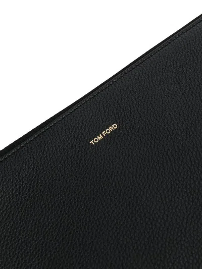 Shop Tom Ford Zip Around Leather Wallet In Black