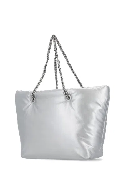 Shop Tory Burch 'ella' Silver Polyester Shopping Bag