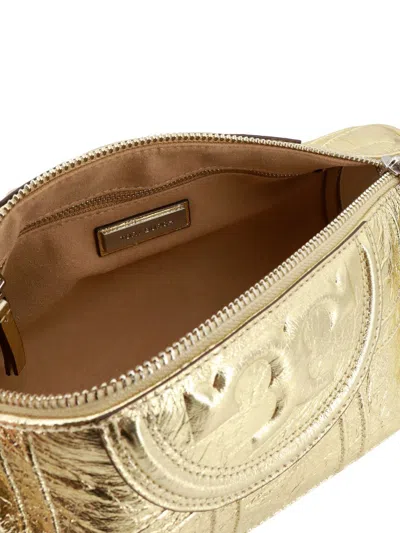 Shop Tory Burch Fleming Leather Shoulder Bag In Gold