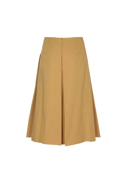 Shop Tory Burch Cotton Midi Skirt In Beige