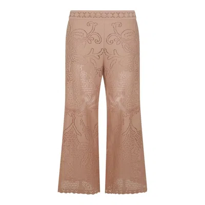 Shop Valentino Beige Cotton Pants In Poudre