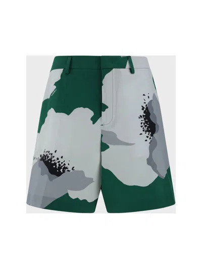 Shop Valentino Bermuda Shorts In Smeraldo/grigio