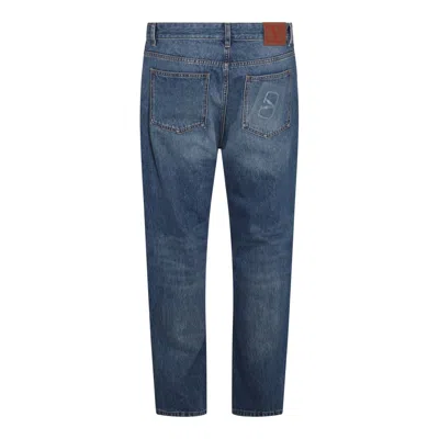 Shop Valentino Blue Cotton Jeans