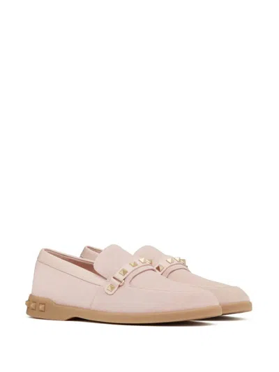 Shop Valentino Garavani Leisure Flows Leather Loafers In Pink