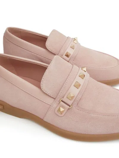Shop Valentino Garavani Leisure Flows Leather Loafers In Pink
