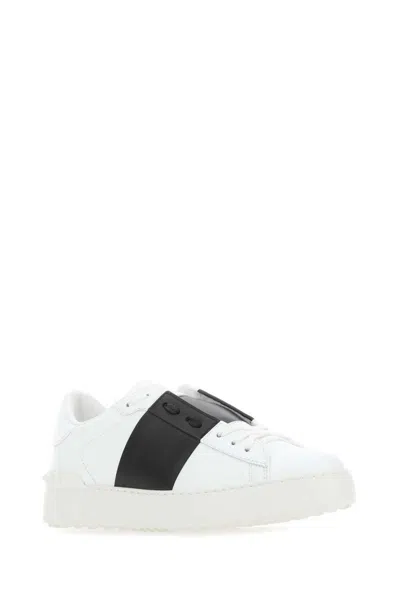 Shop Valentino Garavani Opne Leather Sneakers In White