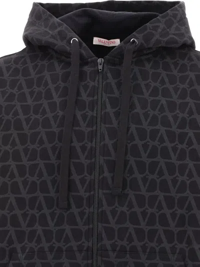 Shop Valentino Toile Iconographe Cotton Hoodie In Black