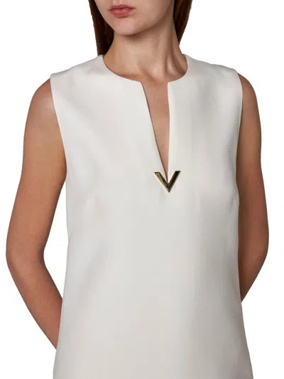 Shop Valentino Wool And Silk Blend Short Dress In White