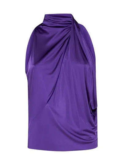 Shop Versace Viscose Tops. In Purple