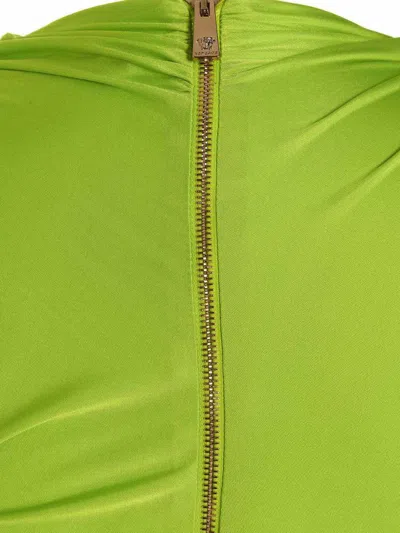 Versace Green Sleeveless Draped Mini Dress In Acid Lime