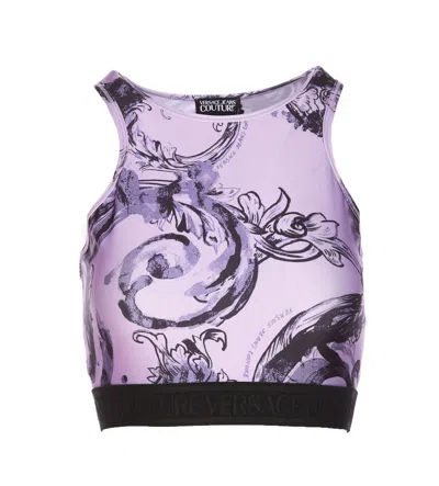 Shop Versace Jeans Couture Top In Purple