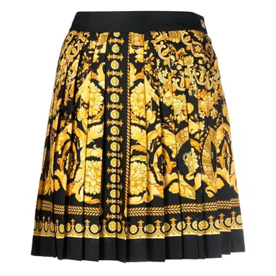 Shop Versace 'barocco' Short Skirt In Multicolor