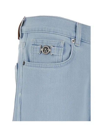 Shop Versace Slim Medusa Biggie Jeans In Blue