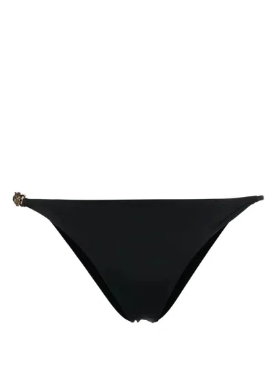 Shop Versace Swim Slip Lycra Waist Recycled Greek Chain Clothing In Black