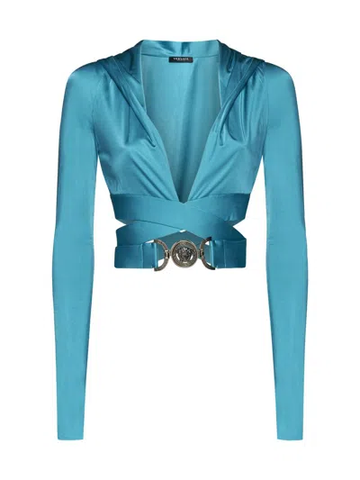 Shop Versace Shirts In Turquoise