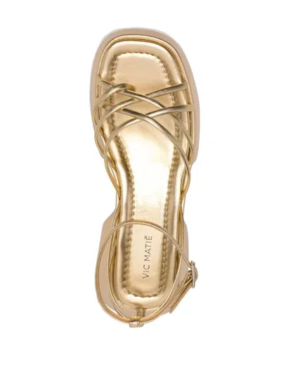 Shop Vic Matie Laminated Leather Sandal In Gold