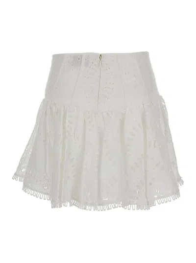 Shop Charo Ruiz White High Waisted 'favik' Miniskirt With Embroidery In Cotton Blend Woman